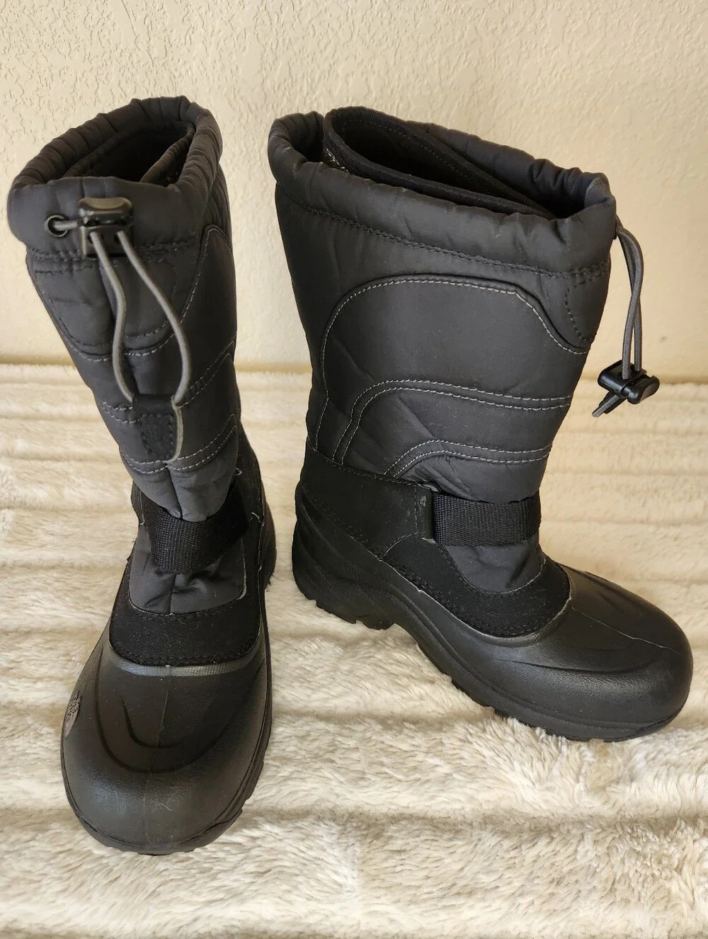The North Face Black Winter Boot with Hook-and-Loop Strap
